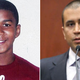 Trayvon Martin (family photo); George Zimmerman at a bond hearing (AFP/Getty Images)